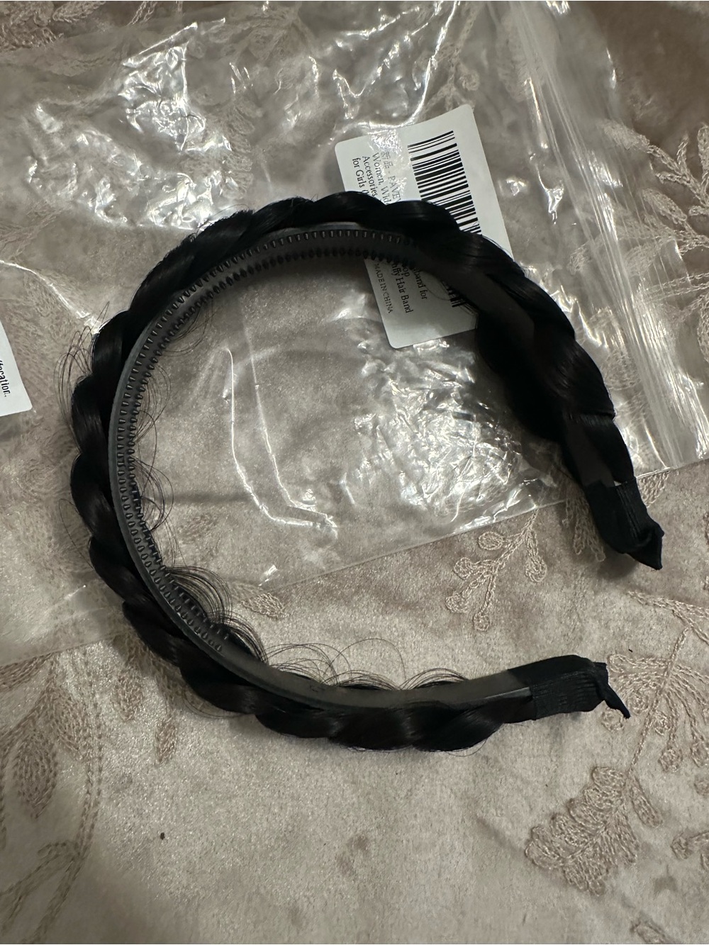 Black Braided Synthetic Hair Headband for Women